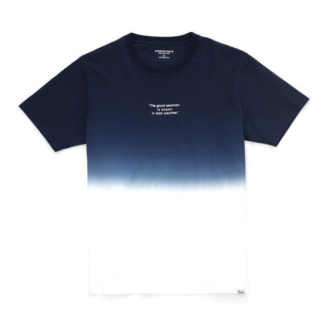 SIMWOOD Dip Dye Contrast Color T-shirt Men O-neck Letter Print Fashion Streetwear 100% Cotton Breathable Tops SJ120895